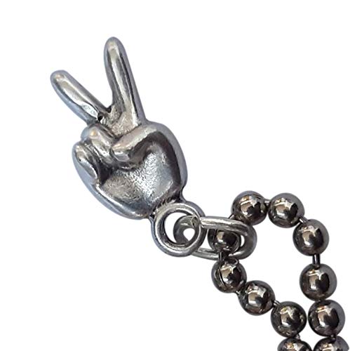 Eurofusioni Emoji hand Schlüsselring V-sign, Victory versilbert Metall. Rucksack Anhänger inspiriert Emoticons WhatsApp Hände. Symbol Peace Ursprüngliche Geschenkidee von Eurofusioni