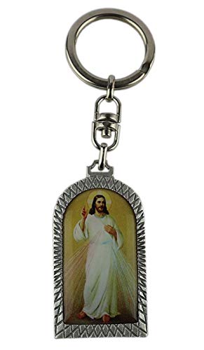 Eurofusioni Schlüsselanhänger mit Bild Barmherziger Jesus - Versilbertes Metall von Eurofusioni