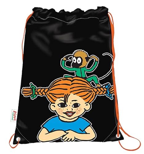 Euromic Pippi Langstrumpf Offiziell lizenzierter Turnbeutel für Kinder - Leicht & faltbar 210D Recyceltes Polyester, Sicherheitsschnüre & Break-Away Schnalle, Wasserabweisendes Material, 35x45cm von Euromic