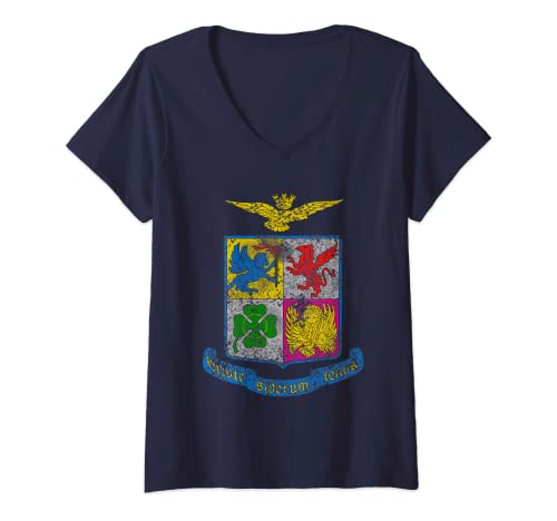 Damen T-Shirt mit Emblem der italienischen Luftwaffe Aeronautica Militare T-Shirt mit V-Ausschnitt von Euromil