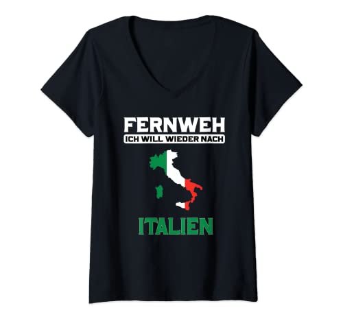 Damen Fernweh ich will wieder nach Italien Europa Urlaub T-Shirt mit V-Ausschnitt Damen Fernweh ich will wieder nach Italien Europa Urlaub T-Shirt mit V-Ausschnitt von Europa Italien Urlaub und Geschenke Shirts