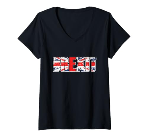 Damen UK Flag United Kingdom Great Britain Brexit EU Politik Gift T-Shirt mit V-Ausschnitt Damen UK Flag United Kingdom Great Britain Brexit EU Politik Gift T-Shirt mit V-Ausschnitt von Europe European Union Leave Exit Vote England