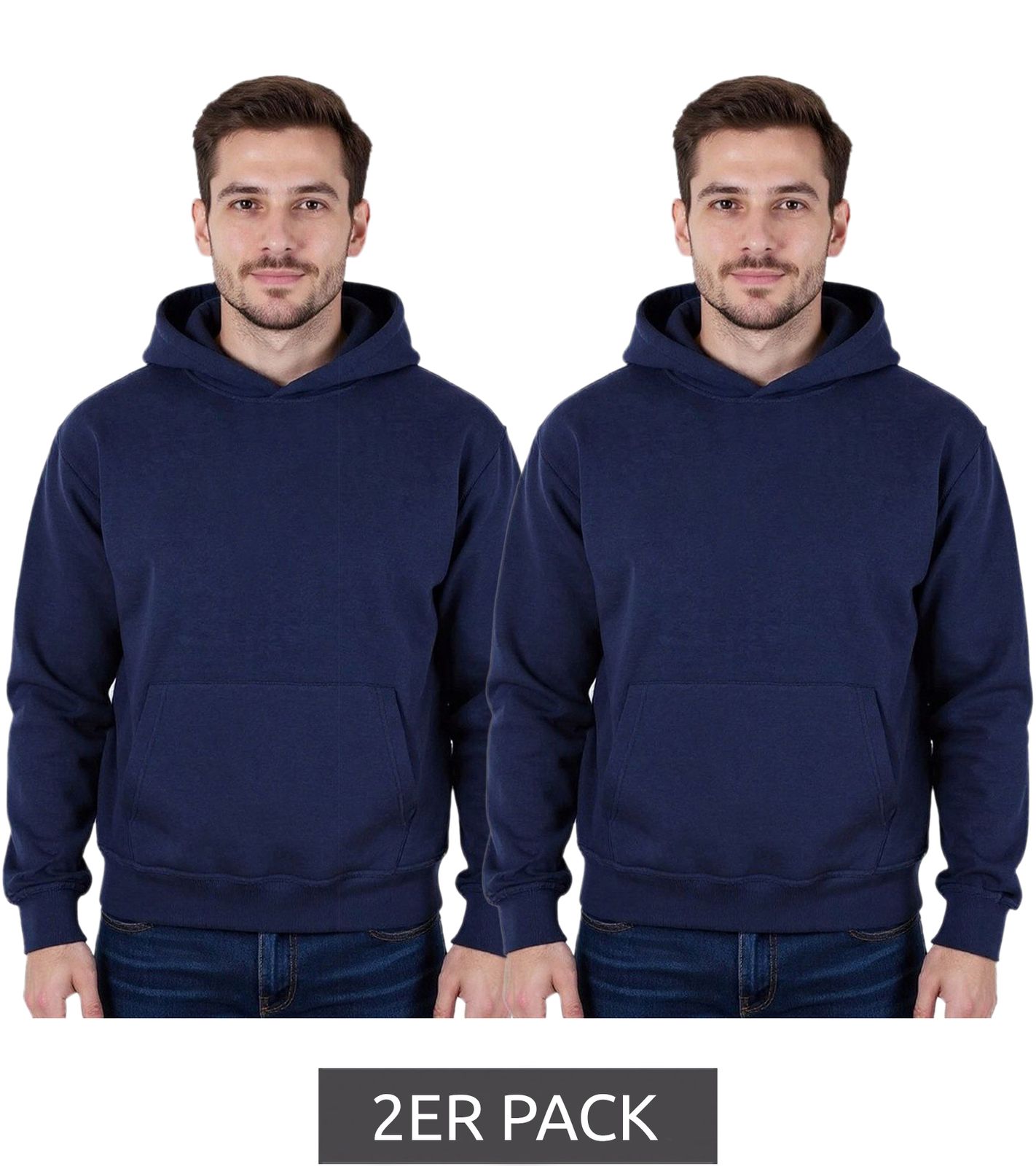 2er Pack European League Of Football Blanko Herren Hoodie mit Kängurutasche Kapuzen-Pullover Baumwoll-Sweater Pageant-Blau von European League Of Football