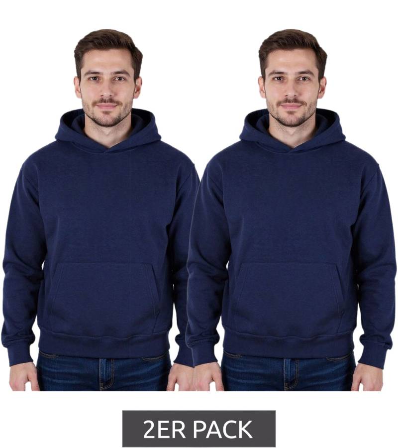 2er Pack European League Of Football Blanko Herren Hoodie mit Kängurutasche Kapuzen-Pullover Baumwoll-Sweater Pageant-Blau von European League Of Football
