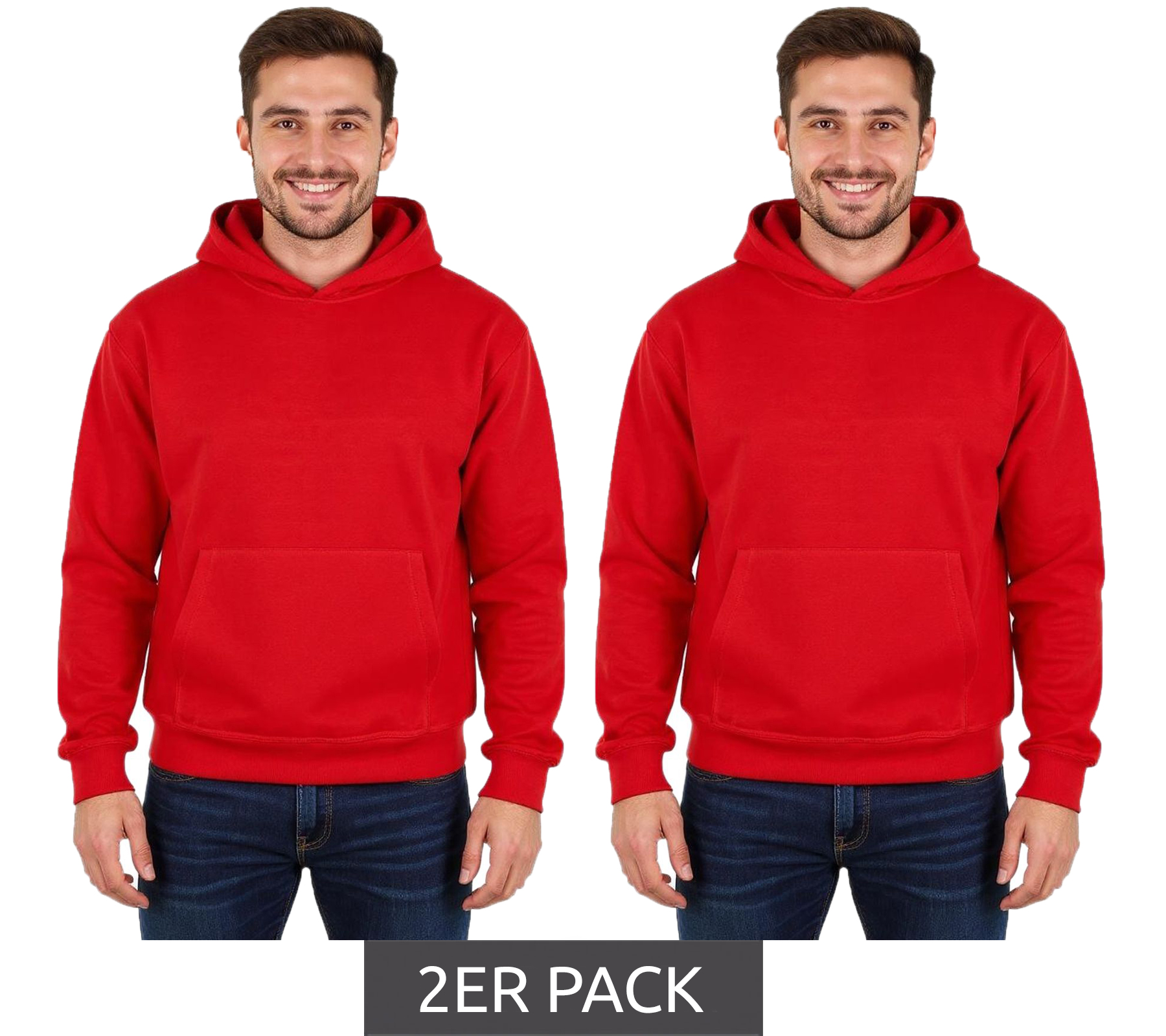 2er Sparpack European League Of Football Blanko Baumwoll-Hoodies tomate von European League Of Football