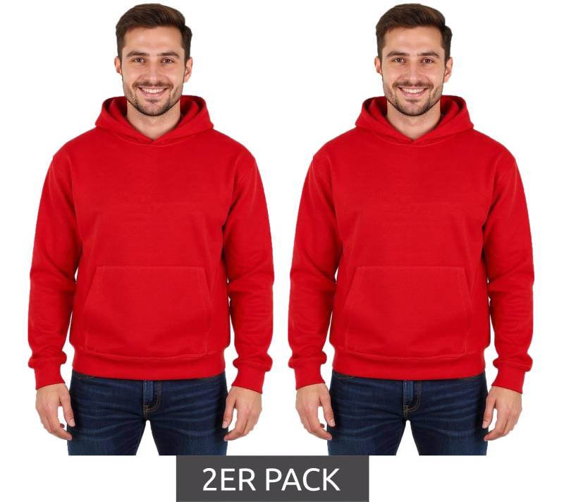 2er Sparpack European League Of Football Blanko Baumwoll-Hoodies tomate von European League Of Football
