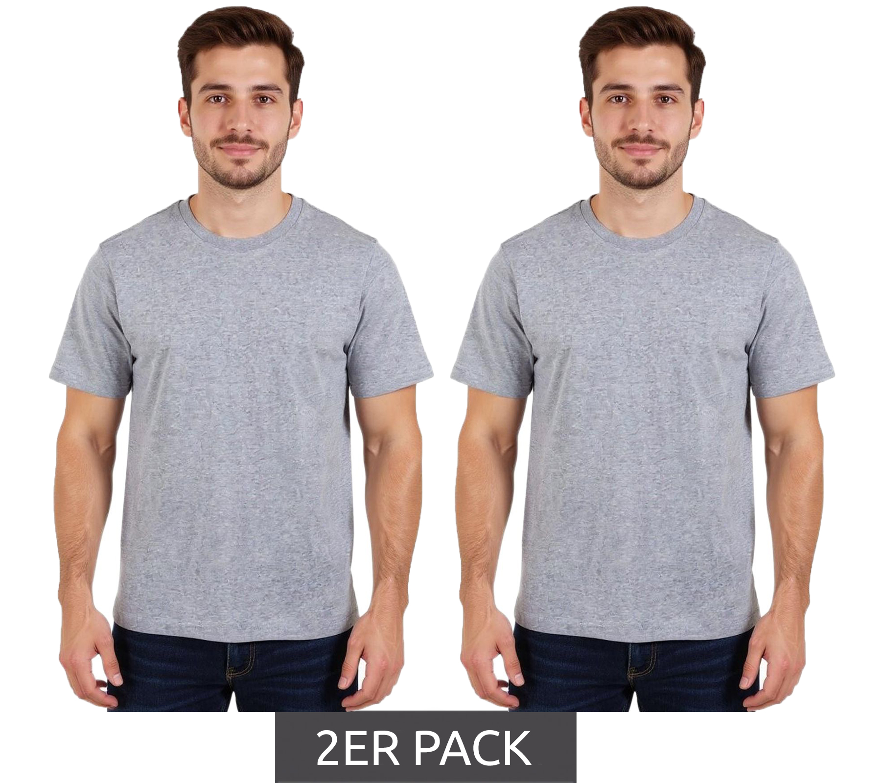 2er Sparpack European League Of Football Blanko T-Shirts grau meliert von European League Of Football