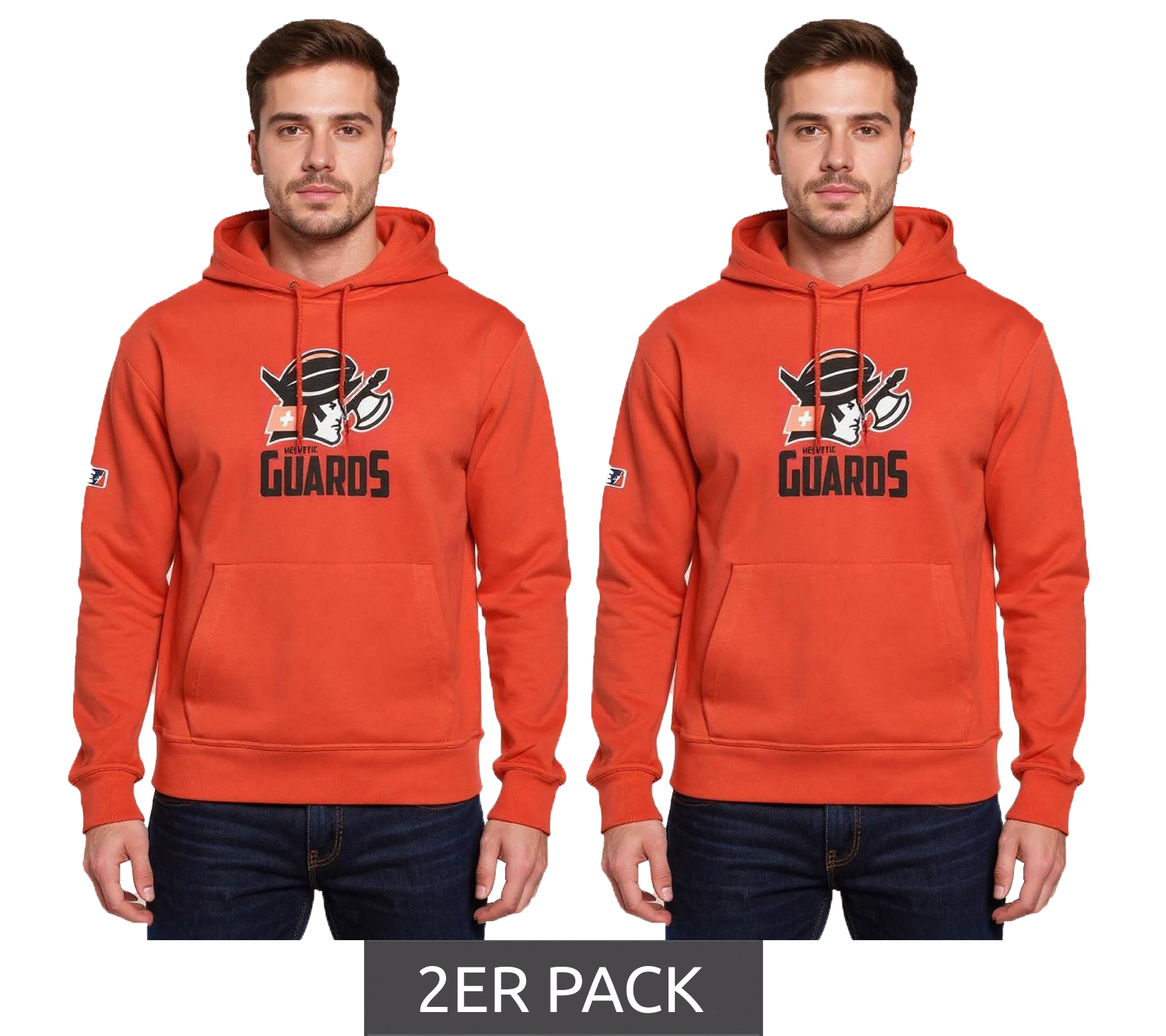 2er Sparpack European League Of Football – Helvetic Guards 2 ELF Hoodie Kapuzenpullover Rot von European League Of Football