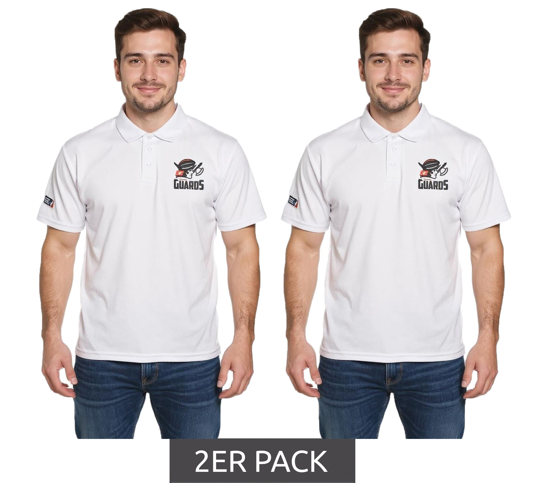 2er Sparpack European League Of Football Helvetic Guards PoloShirts leuchtend weiß von European League Of Football