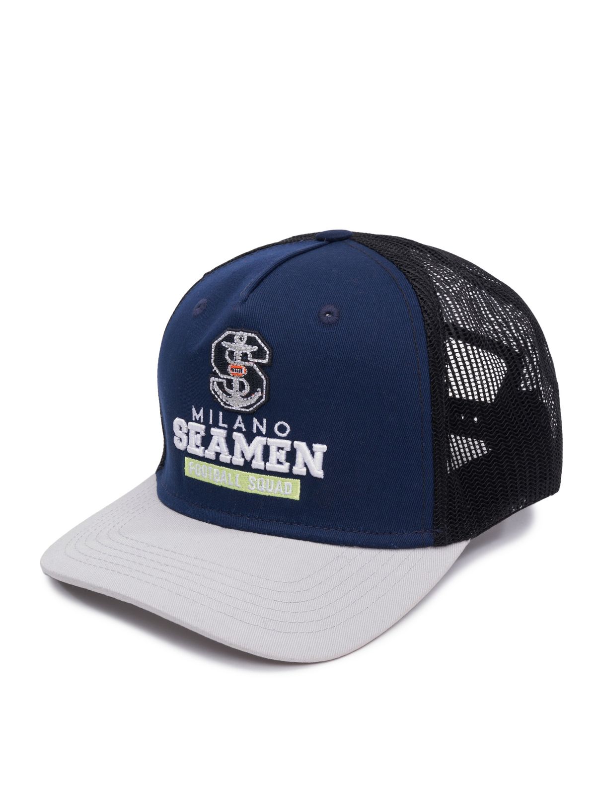 European League Of Football Milano Seamen Trucker Caps Festzug blau/ hoch geschnitten von European League Of Football