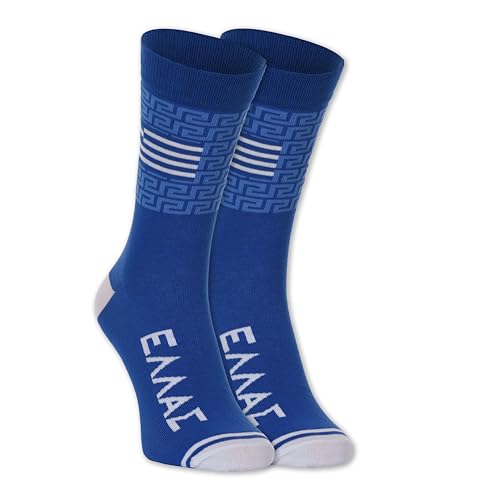 Socken mit ländlichem Motiv, Größe L, Schuhgröße 43-47, hergestellt in der EU (Griechenland), Griechenland, Large von Euroscarves