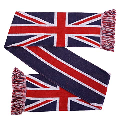 Euroscarves UK Strickschal mit Union Jack-Flagge für Briten, Unisex, Acryl, 144,8 cm lang, 17,8 cm breit, Blau / Weiß / Rot von Euroscarves