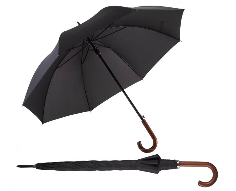 EuroSCHIRM Partnerschirm "Automatik W130, schwarz" Regenschirm für Zwei, mit Automatik, Griff aus Holz, extra großes Dach von Euroschirm