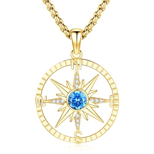 Eusense 925 Sterling Silber Kompass Anhänger Kompass Halskette Graduierung Freundschaft Reise Talisman Schmuck Geschenk für Männer Frauen von Eusense