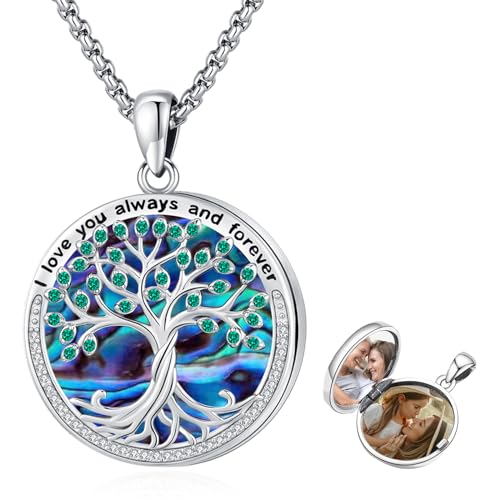 Eusense 925 Sterling Silber Medaillon Halskette Baum des Lebens Medaillon Anhänger Openable Medaillon für Bilder Foto Schmuck Geschenk für Frauen Mädchen von Eusense