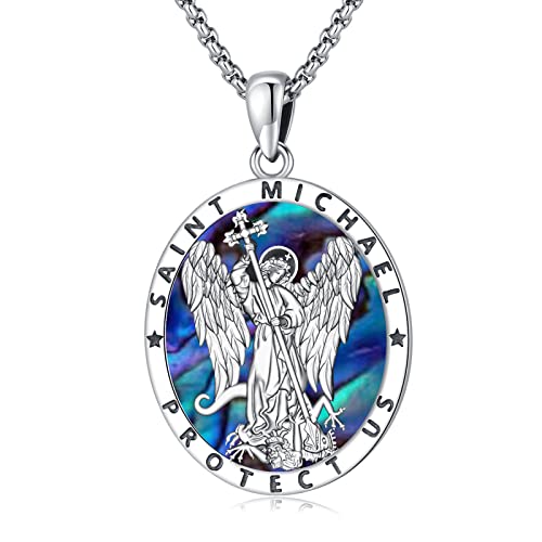 Eusense Anhänger Sanit Michael Silber 925 Medaille Erzengel Michael Halskette St Michael Kette Proective Schutzengel Schmuck Geschenke für Damen Herren von Eusense