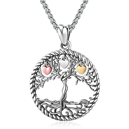 Eusense Baum des Lebens Halskette, Lebensbaum Kette, 925 Sterling Silber Schmuck Geschenk für Damen Mädchen von Eusense