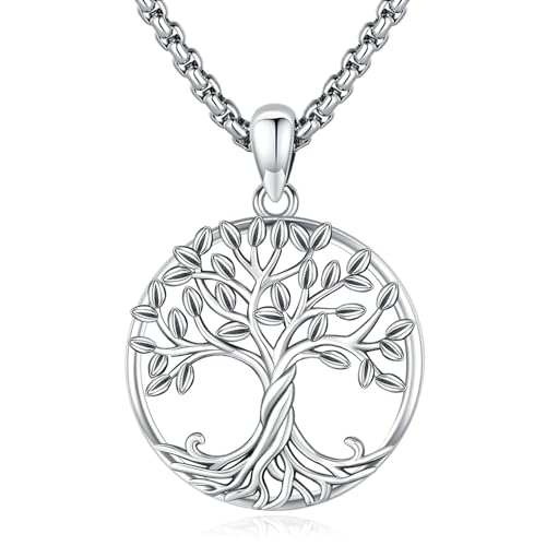 Eusense Baum des Lebens Halskette 925 Sterling Silber Baum des Lebens Anhänger Schmuck Geschenk für Frauen Damen Mädchen von Eusense