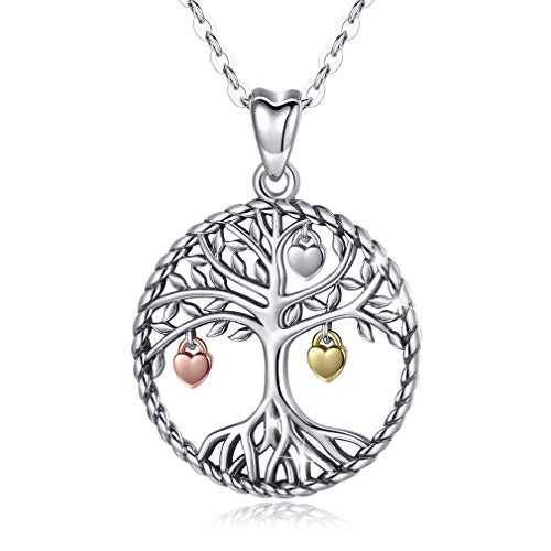 Eusense Baum des Lebens Kette, 925 Sterling Silber Lebensbaum Anhänger, Halskette Schmuck Geschenk für Damen Mädchen Mutter Tochter von Eusense