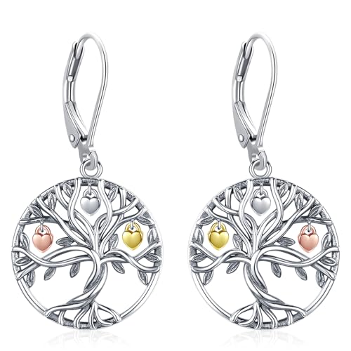 Eusense Baum des Lebens Ohrring 925 Sterling Silber Ohrringe Baum des Lebens hängende Ohrringe Schmuck Geschenk für Frauen Mädchen von Eusense