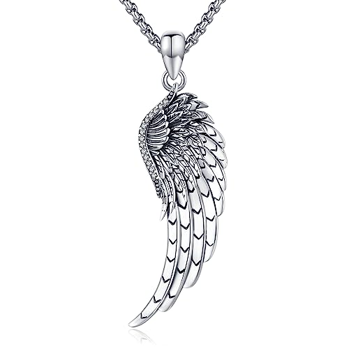 Eusense Engelsflügel Kette Flügel Anhänger Halskette 925 Sterling Silber Schmuck für Damen Herren von Eusense