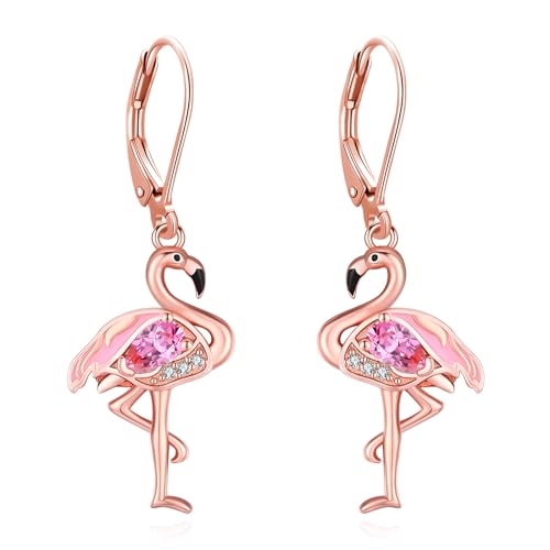Eusense Flamingo Ohrringe 925 Sterling Silber Tropfen Ohrringe Vogel Ohrringe Schmuck Geschenk für Frauen Mädchen von Eusense