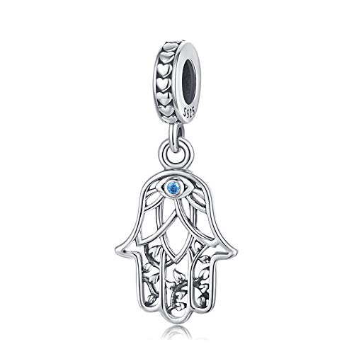 Eusense Hamsa Hand Charm 925 Sterling Silber Böser Blick Bead Charms Fatima von Hand Charms passen Pandora Armband Kette von Eusense