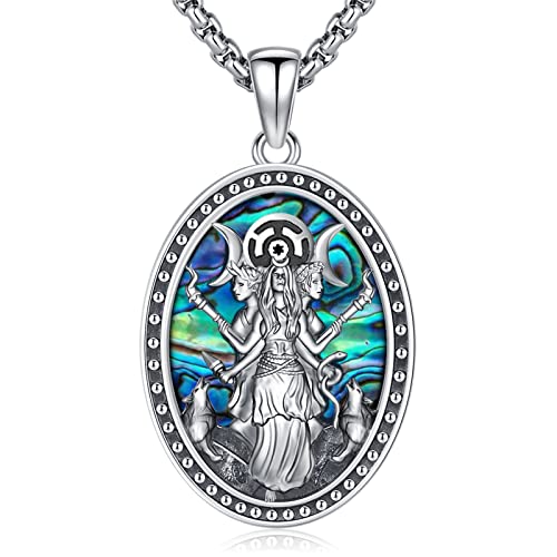 Eusense Hecate Halskette Dreifach Mond Göttin Anhänger 925 Silber Hekate Schmuck Amulett Wiccan Pagan Zauberei Talisman Schmuck für Damen Frauen Mädchen von Eusense