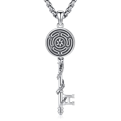 Eusense Hecate Schmuck Rad der Hekate Kette Schlüssel Anhänger 925 Silber Wiccan Pagan Halskette Spirituell Geschenk für Damen Mädchen von Eusense