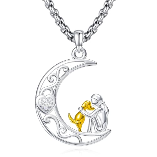 Eusense Hund Damen Halskette Hund Anhänger Kette 925 Silber Schmuck Geschenk für Mädchen von Eusense