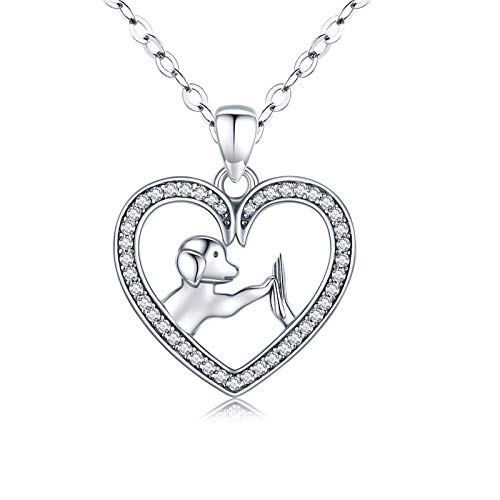 Eusense Hunde kette Damen 925 Sterling Silber Hunde Pfote Anhänger Halskette Hunde Geschenke Schmuck für Hundeliebhaber Mädchen Frauen von Eusense