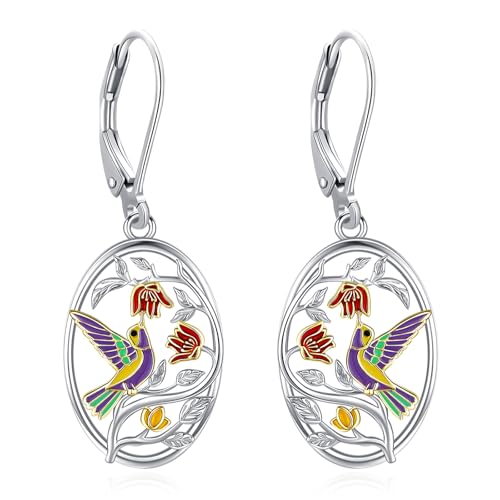 Eusense Kolibri Ohrringe 925 Sterling Silber Tropfen Ohrringe Vogel Ohrringe Schmuck Geschenk für Frauen Mädchen von Eusense
