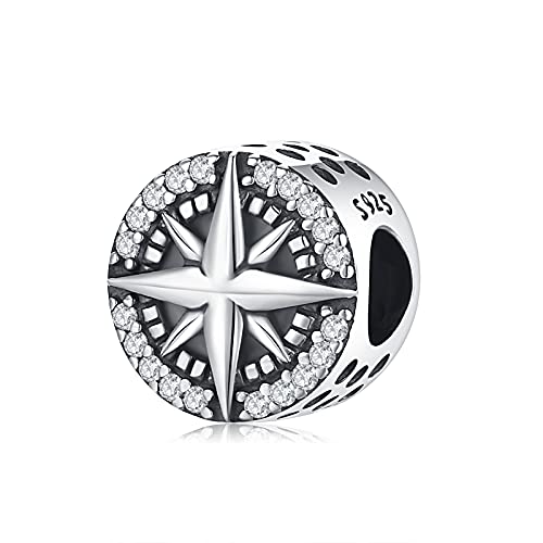 Eusense Kompass Charm 925 Sterling Silber Kompass Bead Charm passen für Pandora Europäisch Armband Kette von Eusense