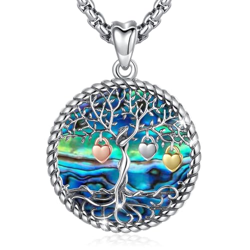 Eusense Lebensbaum Halskette Perlmutt Baum des Lebens Anhänger Kette 925 Sterling Silber Damen Schmuck Geschenk von Eusense