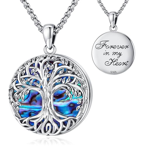 Eusense Medaillon Halskette Baum des Lebens 925 Sterling Silber Medaillon Anhänger öffenbare Medaillon für Bilder Foto Kette Schmuck Geschenk für Frauen Mädchen von Eusense