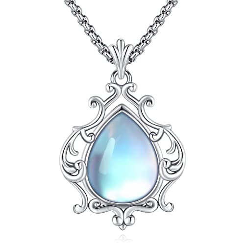 Eusense Mondstein Halskette 925 Sterling Silber Teardrop Anhänger Wassertropfen Halskette Kette Schmuck Geschenke für Frauen Mädchen von Eusense