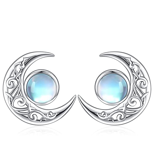 Eusense Mondstein Ohrringe Mond Ohrstecker 925 Sterling Silber Mondsteinschmuck für Frauen Mädchen von Eusense