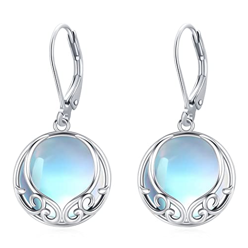 Eusense Mondstein Ohrringe Silber 925 Sterling Silber Mondstein hängende Ohrringe Schmuck Geschenke für Mama Damen Frauen Mädchen von Eusense