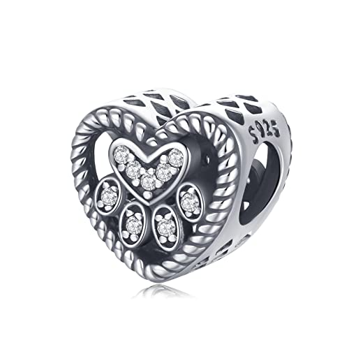 Eusense Pfote Charm, Hund Charms Bead Passen für Pandora Europäisch Armband Kette von Eusense