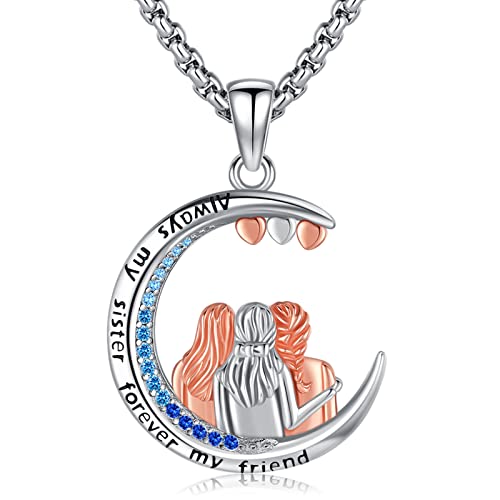 Eusense Schwestern Kette für 3 Always My Sister Forever My Friend 925 Sterling Silber Schwester Geschenk Liebe Schwester Anhänger Halskette Schmuck für Damen Mädchen von Eusense