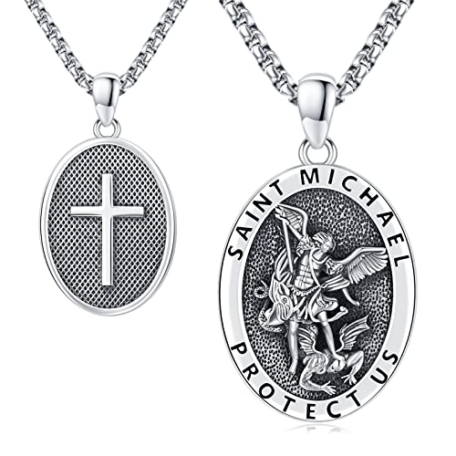 Eusense St Michael Halskette Heiliger Erzengel Michael Schutzengel Anhänger 925 Silber Schmuck für Damen Herren von Eusense