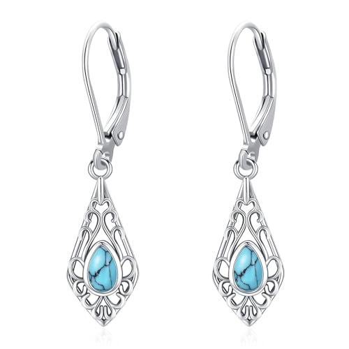 Eusense Türkis Ohrringe 925 Sterling Silber - Filigrane Tropfen Tränen Schmuck Geschenke für Frauen Mädchen von Eusense