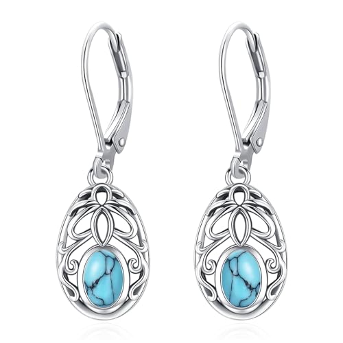 Eusense Türkis Ohrringe Filigrane Tropfen Ohrringe 925 Sterling Silber Tränen Ohrringe Schmuck Geschenke für Frauen Mädchen von Eusense