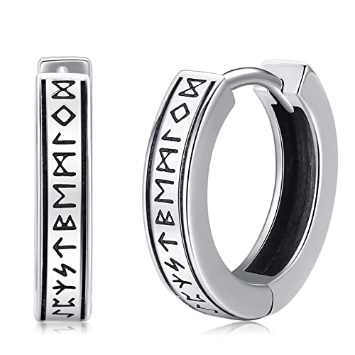 Eusense Wikinger Creolen Herren aus 925 Sterling Silber, Nordischer Rune Herren Ohrringe Wikinger Schmuck Geschenke für Männer und Frauen von Eusense