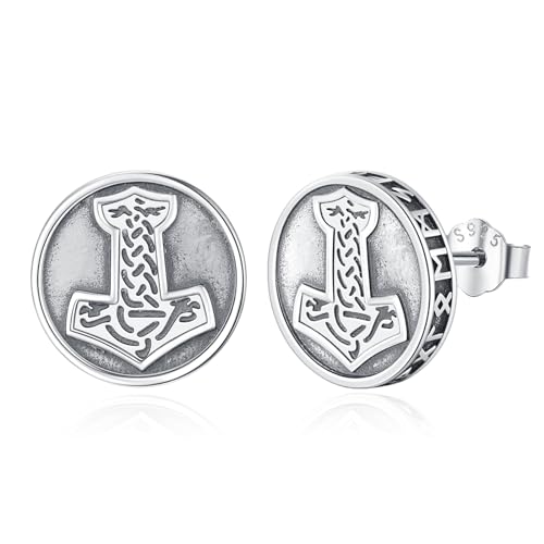 Eusense Wikinger Ohrstecker Ohrringe Thors Hammer Ohrringe 925 Sterling Silber Wikinger Mjölnir Ohrringe Wikinger Thors Ohrringe Schmuck für Männer Jungen Frauen Unisex von Eusense