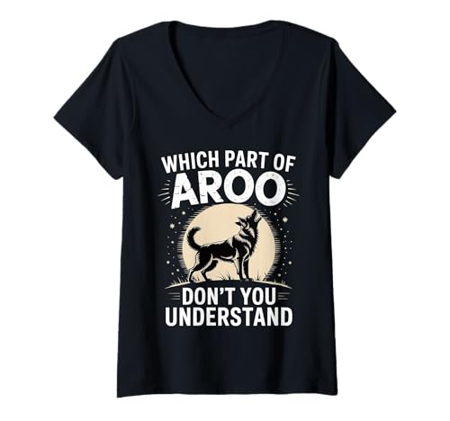 Damen Which Part of Aroo Don't You Understand - T-Shirt mit V-Ausschnitt Damen Which Part of Aroo Don't You Understand - T-Shirt mit V-Ausschnitt von Eusky Humor Dog Howl Witz