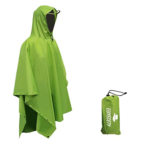 Euyecety Regenponcho Damen und Herren, Wasserdicht Regenjacken Regencape Unisex, Regenponcho Fahrrad Poncho 3 in 1 Multifunktionaler Regenmantel für Jagd, Picknick im Freien, Trekking, Camping, Angeln von Euyecety