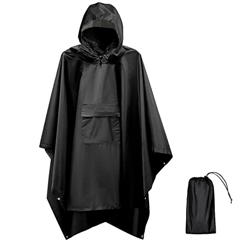 Euyecety Regenponcho Damen und Herren, Wasserdicht Regenjacken Regencape Unisex, Fahrrad Poncho 3 in 1 Multifunktionaler Regenmantel für Jagd, Picknick im Freien, Trekking, Camping, Angeln von Euyecety