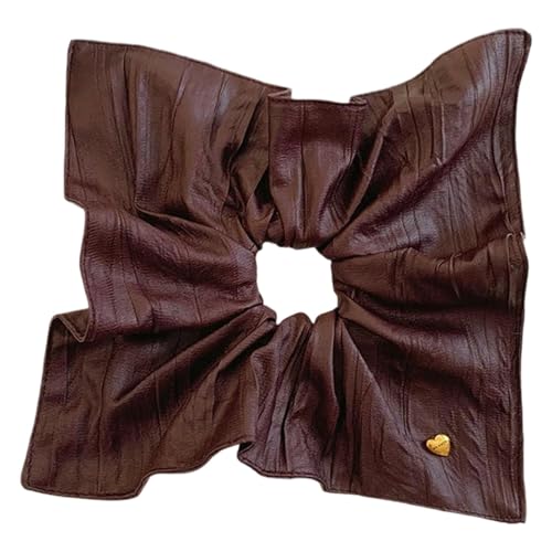 Euyehn Big Scunchies, PU Leder -Scrunchies - PU Leder herzförmige große Verrücktheiten - Elastische Haarbindungen für Frauen und Mädchen mit dickem und dünnem Haar von Euyehn