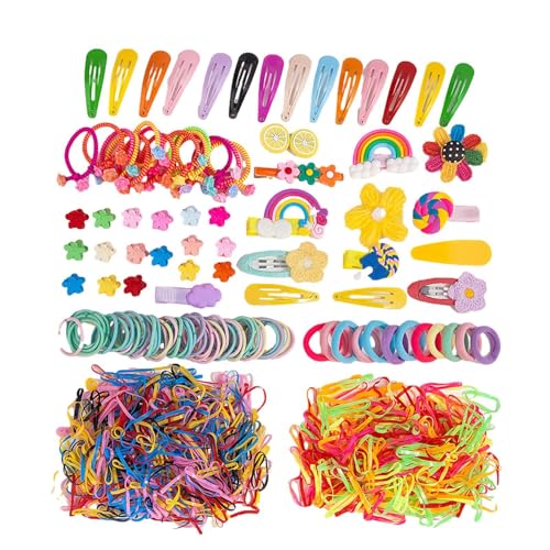 Euyehn Haargummi und Clip-Set, Haar-Accessoires-Set - Elastische Snap-Haarspangen | Haargummis, Pferdeschwanzhalter, Haargummis, Haarband-Set, Haarspangen-Haargummi-Set für Mädchen, Kinder, Kinder von Euyehn